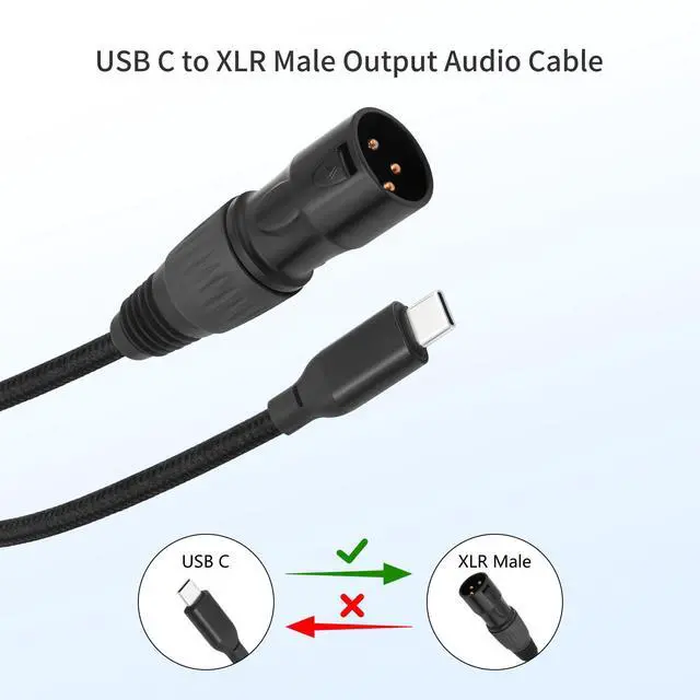 Alt view image 3 of 6 - 3.3FT USB-C to XLR Male Cable, USB-C to XLR Male Adapter Cable for Active Speakers, Mixers, Power Amplifiers and Professional Audio Equipment