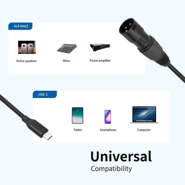 Alt view image 5 of 6 - 3.3FT USB-C to XLR Male Cable, USB-C to XLR Male Adapter Cable for Active Speakers, Mixers, Power Amplifiers and Professional Audio Equipment