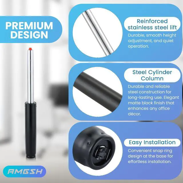 Alt view image 4 of 6 - Office Chair Cylinder Replacement - 6.2" Travel Length Fits Most Chairs, Heavy Duty Class 4 Gas Lift Hydraulic/Pneumatic Piston
