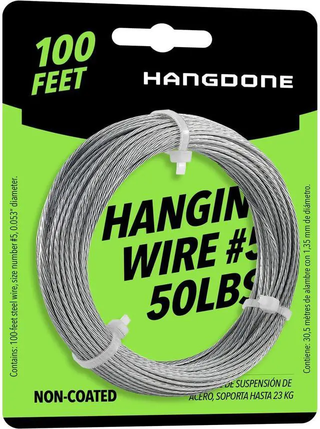 Main image of Picture Hanging Wire #5 50lbs Capacity 100ft 16 Gauge Non-Coated Steel | Flexible & Heavy-Duty | for Frames, Mirrors & Wall Décor
