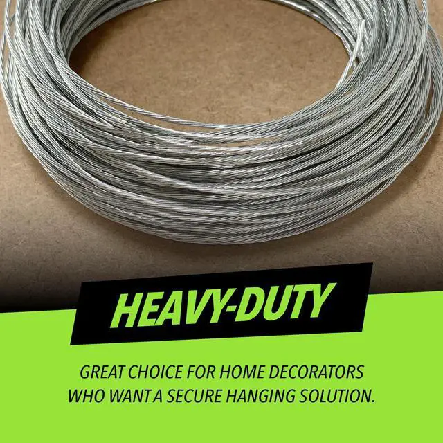 Alt view image 5 of 7 - Picture Hanging Wire #5 50lbs Capacity 100ft 16 Gauge Non-Coated Steel | Flexible & Heavy-Duty | for Frames, Mirrors & Wall Décor