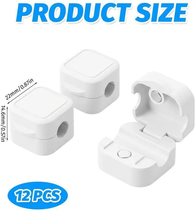 Alt view image 2 of 7 - 12 Pack Magnetic Cable Clips, Adhesive Cord Organizer for Desk, Cable Management Clips for Home Office Car, Desk Accessories for USB Charger, HDMI, Ethernet Cables