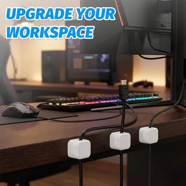 Alt view image 5 of 7 - 12 Pack Magnetic Cable Clips, Adhesive Cord Organizer for Desk, Cable Management Clips for Home Office Car, Desk Accessories for USB Charger, HDMI, Ethernet Cables