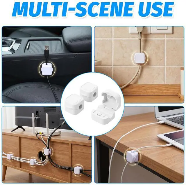 Alt view image 7 of 7 - 12 Pack Magnetic Cable Clips, Adhesive Cord Organizer for Desk, Cable Management Clips for Home Office Car, Desk Accessories for USB Charger, HDMI, Ethernet Cables