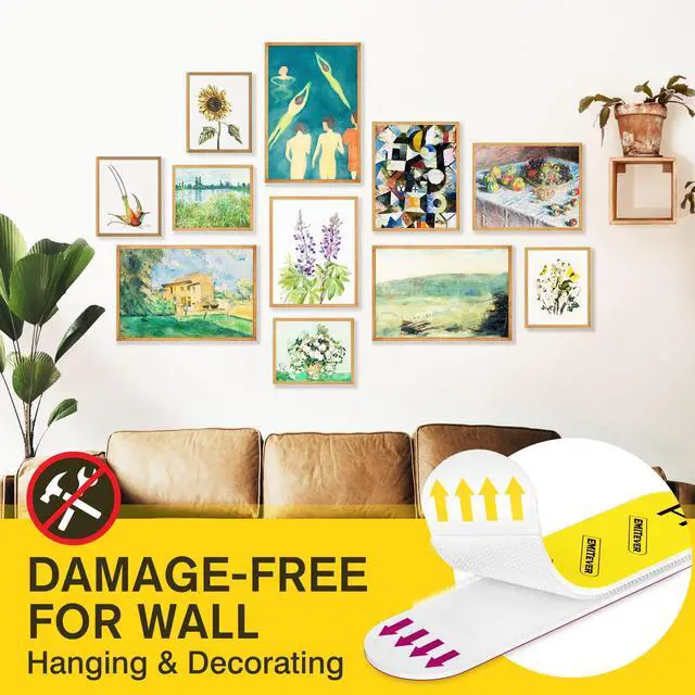 Alt view image 7 of 7 - Picture Hanging Strips Heavy Duty, Damage Free Picture Hangers for Walls, Picture Hanging Kit, Hanging Hooks Without Nails, Medium Adhesive Wall Strips for Poster Sticky 20-Pairs (40 Strips)