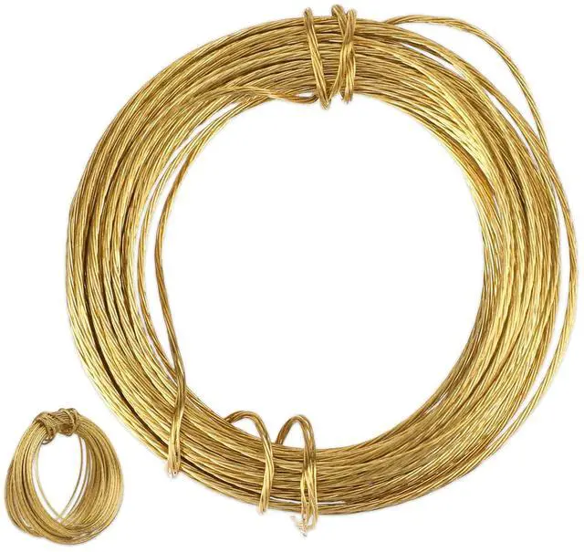 Main image of Picture Hanging Brass Wire, 32.5 Feet(10m) Braided Picture Wire Heavy Bare Copper Wire Gold Wire Flexible Steel Wire Meta for Photo Frame Mirror Artwork Clock Hanging Supports up to 30lbs
