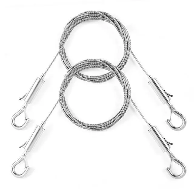 Main image of Picture Hanging Wire Kit,Adjustable Heavy Duty Stainless Steel 3m x 1.5mm Wire Rope Kit for Hanging Mirrors,Frames,Lamps,Billboards,Basket Flowerpot,2 Pack,Holds Up to 66lbs(30kg)