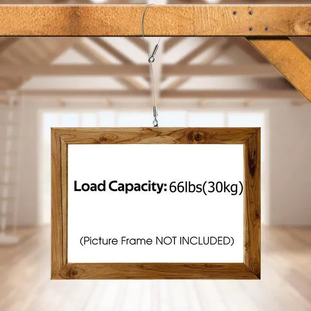 Alt view image 6 of 6 - Picture Hanging Wire Kit,Adjustable Heavy Duty Stainless Steel 3m x 1.5mm Wire Rope Kit for Hanging Mirrors,Frames,Lamps,Billboards,Basket Flowerpot,2 Pack,Holds Up to 66lbs(30kg)