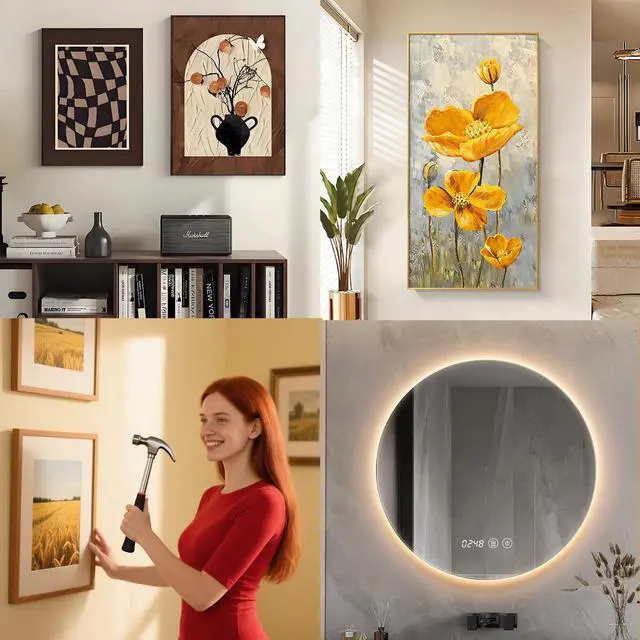 Alt view image 3 of 7 - Picture Hanging Wire Kit D Rings Picture Hardware with Screws 10Ft Picture Wire Hanging 4 Size Picture Hooks 10-50 lbs Picture Hanging Kit with Nails Heavy Duty Hangers for Pictures, Clocks, Mirrors