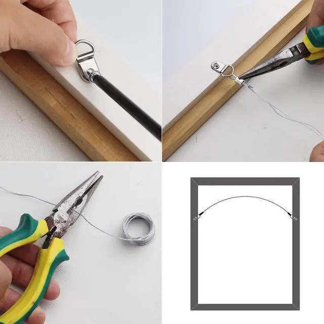Alt view image 5 of 7 - Picture Hanging Wire Kit D Rings Picture Hardware with Screws 10Ft Picture Wire Hanging 4 Size Picture Hooks 10-50 lbs Picture Hanging Kit with Nails Heavy Duty Hangers for Pictures, Clocks, Mirrors
