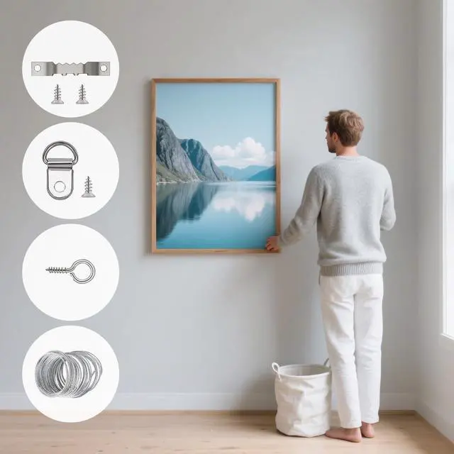 Alt view image 7 of 7 - Picture Hanging Wire Kit D Rings Picture Hardware with Screws 10Ft Picture Wire Hanging 4 Size Picture Hooks 10-50 lbs Picture Hanging Kit with Nails Heavy Duty Hangers for Pictures, Clocks, Mirrors