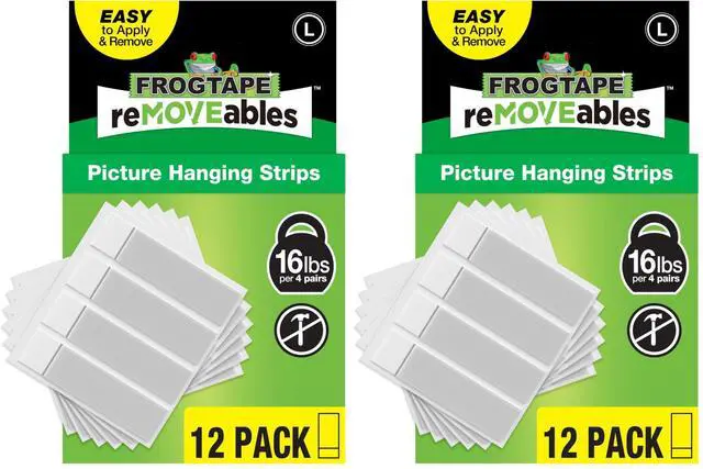 Main image of reMOVEables Large Picture Hanging Strips, Damage-Free Removable Adhesive Wall Strips, Picture Hangers, Stick On Wall Mounting for Frames, Canvas, Home Décor, White, 12 Pairs (24 Pieces)