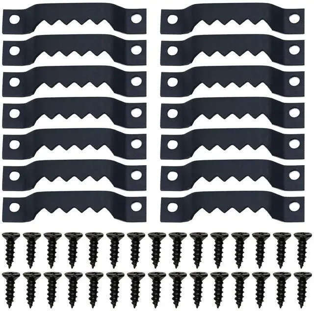 Main image of 100 Pack Heavy Duty Sawtooth Picture Hangers with 200 Screws Black Small Sawtooth Hangers for Picture Frames, Paintings, Artwork, Photos, and Home Decor Black Sawtooth Picture Frame Hangers