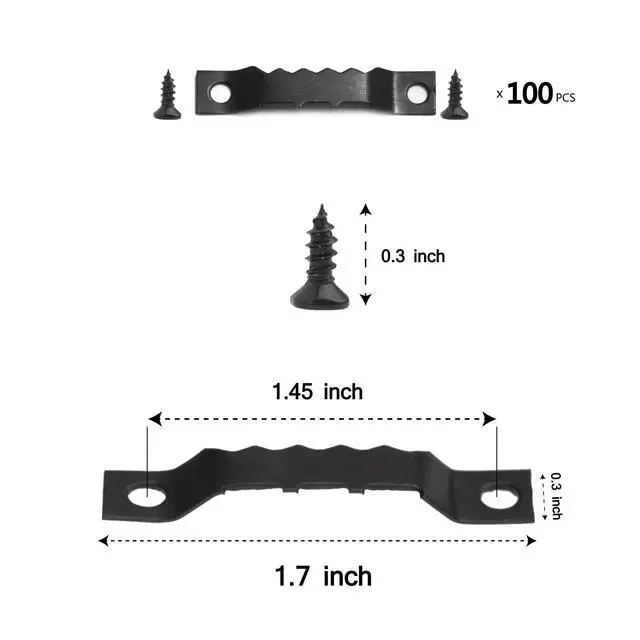 Alt view image 3 of 5 - 100 Pack Heavy Duty Sawtooth Picture Hangers with 200 Screws Black Small Sawtooth Hangers for Picture Frames, Paintings, Artwork, Photos, and Home Decor Black Sawtooth Picture Frame Hangers