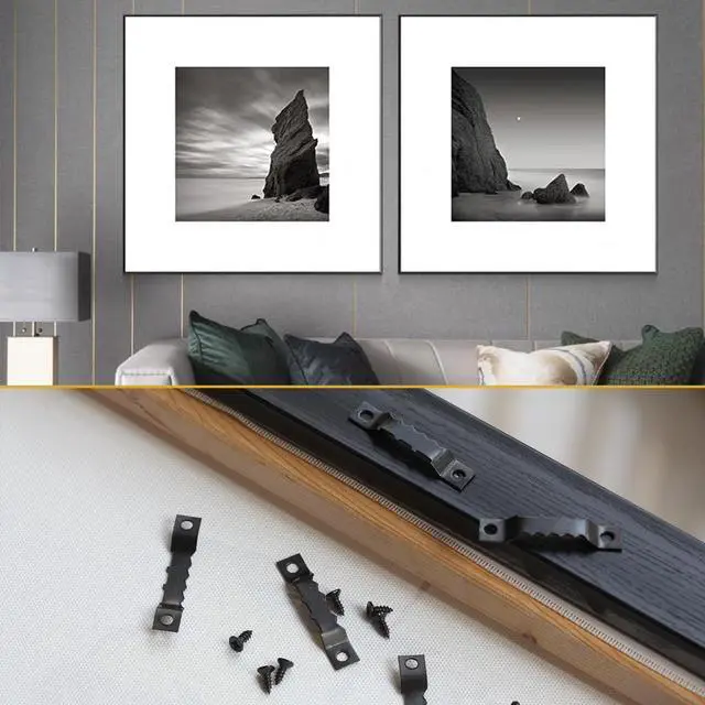 Alt view image 5 of 5 - 100 Pack Heavy Duty Sawtooth Picture Hangers with 200 Screws Black Small Sawtooth Hangers for Picture Frames, Paintings, Artwork, Photos, and Home Decor Black Sawtooth Picture Frame Hangers