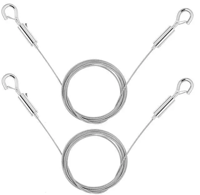 Main image of 2PCS Picture Hanging Kit, Adjustable Picture Hanging Wire with Hooks Holds up to 66lbs(30kg), 2m X1.5mm Stainless Steel Heavy Duty Pictures Wire for Pictures Mirrors Artwork Frame Billboards