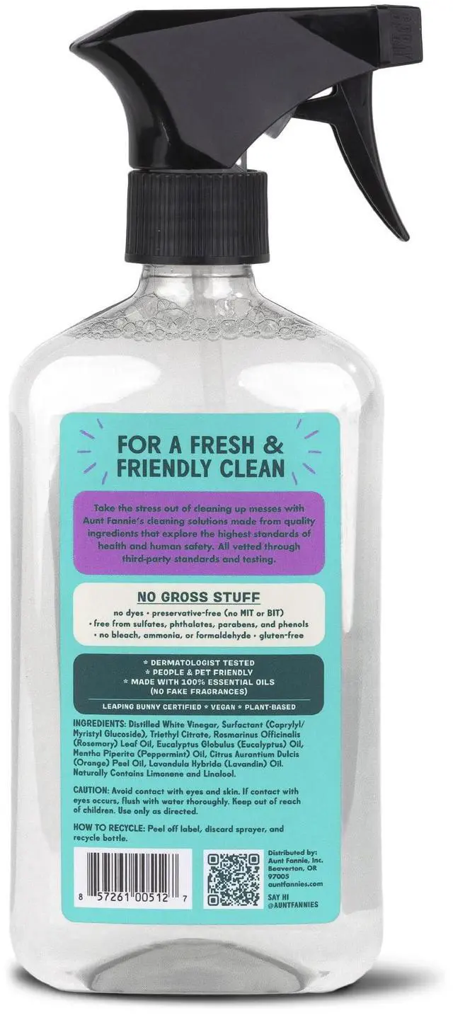 Alt view image 7 of 7 - Aunt Fannie's All Purpose Household Cleaner, Multi-surface Spray, Powered by Vinegar for Kitchen, Bath, Windows and Countertops, Lavender Scent (Pack of 1)
