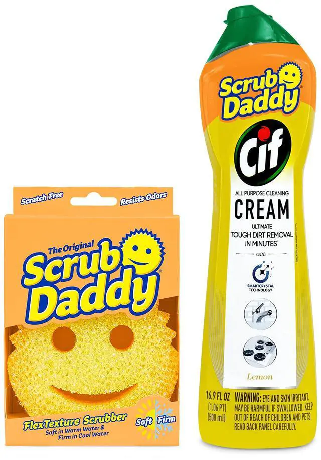 Main image of Sponges & Cif All Purpose Cleaner, Lemon - Non Scratch Sponges for Kitchen + Bathroom - Scrubber and Multipurpose Cleaner Cream - Cleaning Supplies Kit