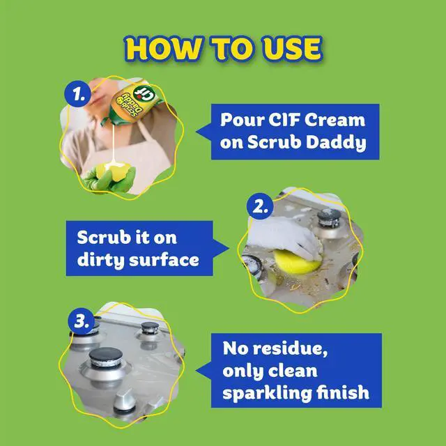 Alt view image 6 of 7 - Sponges & Cif All Purpose Cleaner, Lemon - Non Scratch Sponges for Kitchen + Bathroom - Scrubber and Multipurpose Cleaner Cream - Cleaning Supplies Kit