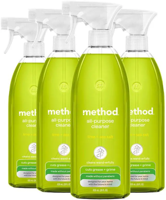 Main image of All-Purpose Cleaner Spray, Lime + Sea Salt - Cuts Grease & Grime on Counters, Glass, Sealed Wood & Floors, for Kitchen & Bathroom, 28 fl oz, 4 pack