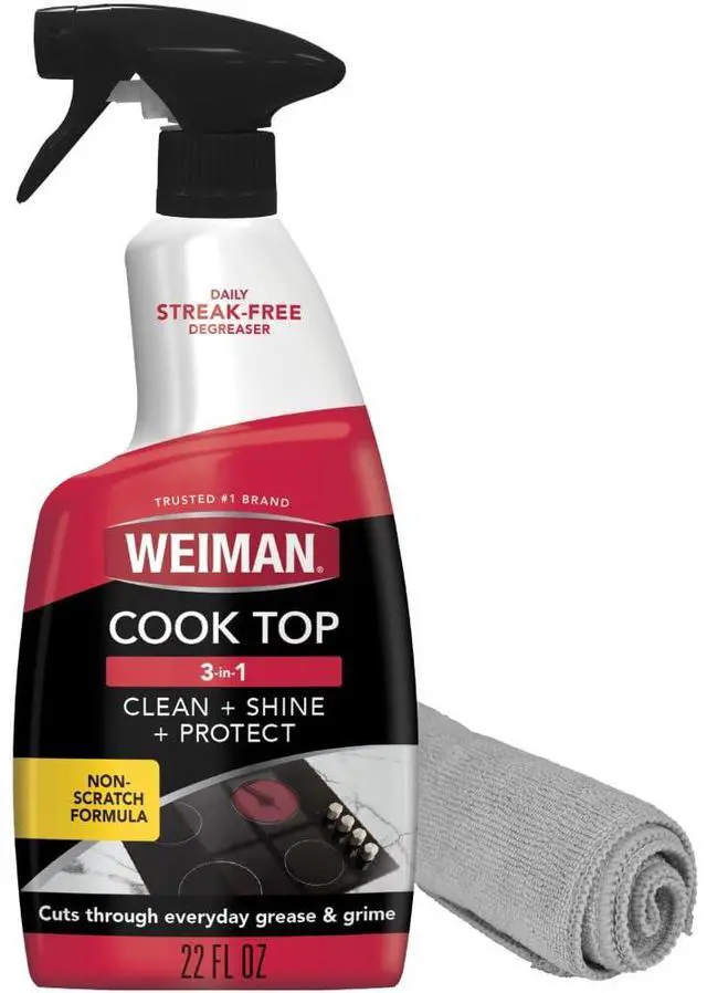 Main image of 22 Fl Oz Cooktop Cleaning Spray & Microfiber Cloth Cooktop & Oven Cleaner for Streak & Residue Free - Non-Abrasive Degreaser Safe for Glass & Ceramic