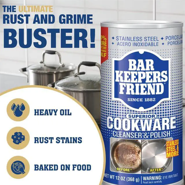 Alt view image 2 of 7 - Cookware Cleanser & Polish (2 x 12 oz) Stainless Steel Cleaner & Degreaser for Pots, Pans, Bakeware & Grills - Removes Sticky Residue, Rust Stains & Lime Deposits