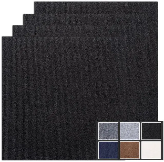 Main image of Peel and Stick Carpet Floor Tiles 12x12 Inch, 30 Pack Tile Carpet Squares, 4.5mm Thick Self Adhesive Carpet Tiles, Easy to Install, Durable Non-Slip Polyester for Home Office Black