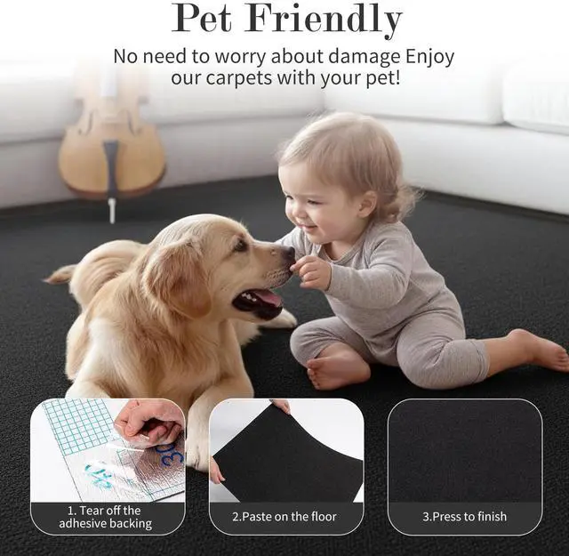 Alt view image 5 of 7 - Peel and Stick Carpet Floor Tiles 12x12 Inch, 30 Pack Tile Carpet Squares, 4.5mm Thick Self Adhesive Carpet Tiles, Easy to Install, Durable Non-Slip Polyester for Home Office Black