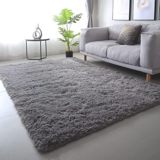 Alt view image 2 of 6 - Area Rugs for Bedroom Living Room: 4x6 Grey Fuzzy Shag Shaggy Rug - Soft Plush Furry Bedside Dorm Throw Rug - Indoor Floor Carpet for Kids Girls Boys Home,Dark Gray