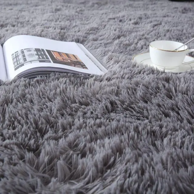 Alt view image 4 of 6 - Area Rugs for Bedroom Living Room: 4x6 Grey Fuzzy Shag Shaggy Rug - Soft Plush Furry Bedside Dorm Throw Rug - Indoor Floor Carpet for Kids Girls Boys Home,Dark Gray