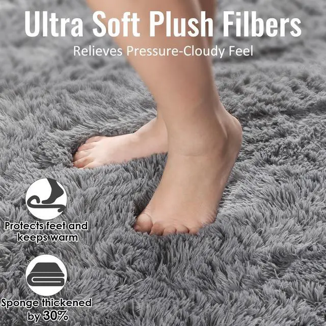 Alt view image 2 of 7 - PAGISOFE Grey Fluffy Rugs for Bedroom 4x6 Area Rug Shag Rug for Kids Room Furry Carpet Modern Living Room Rug Soft Shaggy Boys Rug Fuzzy Throw Rugs for Home Decor Aesthetic, Dorm Nursery Gray