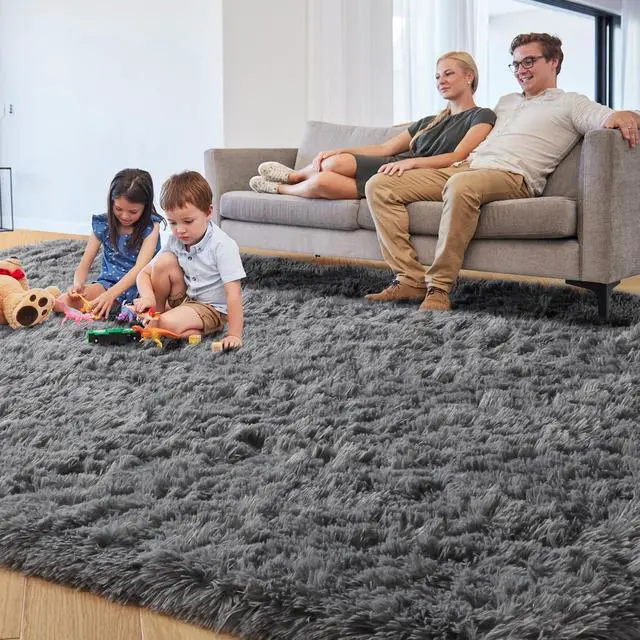 Alt view image 7 of 7 - PAGISOFE Grey Fluffy Rugs for Bedroom 4x6 Area Rug Shag Rug for Kids Room Furry Carpet Modern Living Room Rug Soft Shaggy Boys Rug Fuzzy Throw Rugs for Home Decor Aesthetic, Dorm Nursery Gray