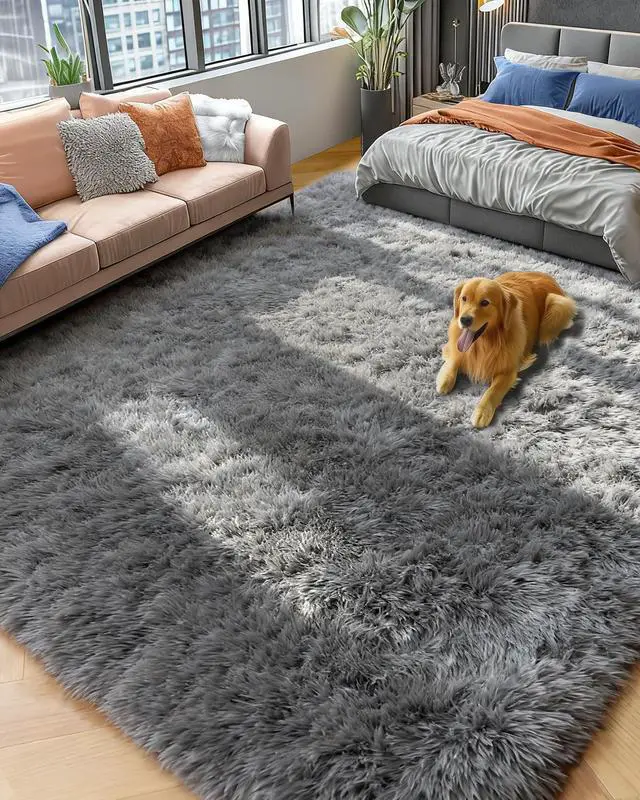 Main image of PAGISOFE Grey Fluffy Rugs for Bedroom 4x6 Area Rug Shag Rug for Kids Room Furry Carpet Modern Living Room Rug Soft Shaggy Boys Rug Fuzzy Throw Rugs for Home Decor Aesthetic, Dorm Nursery Gray