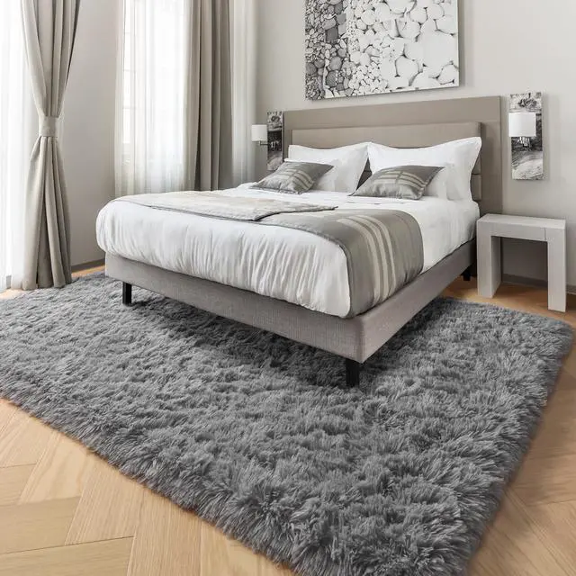 Alt view image 4 of 7 - PAGISOFE Grey Fluffy Rugs for Bedroom 4x6 Area Rug Shag Rug for Kids Room Furry Carpet Modern Living Room Rug Soft Shaggy Boys Rug Fuzzy Throw Rugs for Home Decor Aesthetic, Dorm Nursery Gray