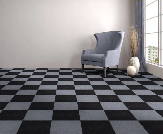 Alt view image 7 of 7 - Nexus Self Adhesive 12-Inch Carpet Floor Tiles, 12 Tiles - 12" x 12", Smoke Grey - Peel & Stick, DIY Flooring for Kitchen, Dining Room, Bedrooms & Bathrooms by Achim Home Decor