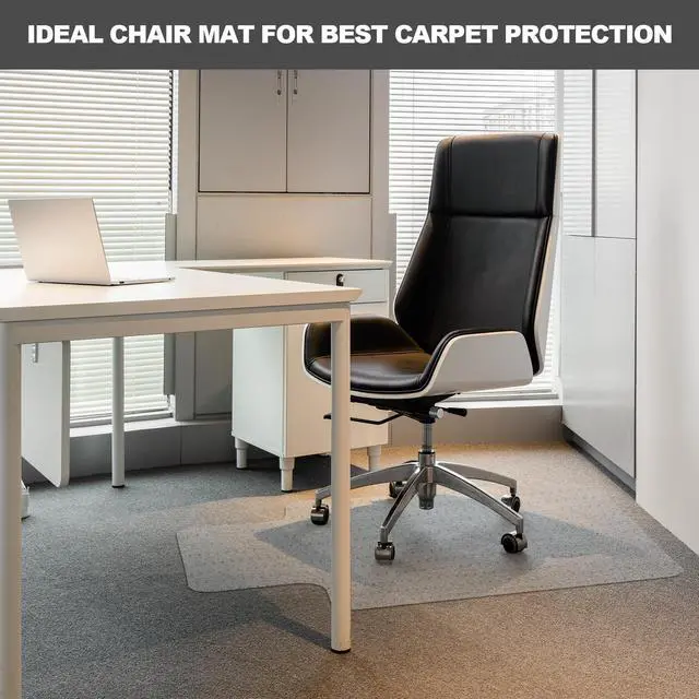 Alt view image 3 of 7 - Chair Mat for Carpet- Low Pile (1/4" Thick) Carpet Protector for Office Gaming Computer Desk Chair. Heavy Duty Desk Chair Mat for Carpeted Floors, Semi Transparent (with Lip)