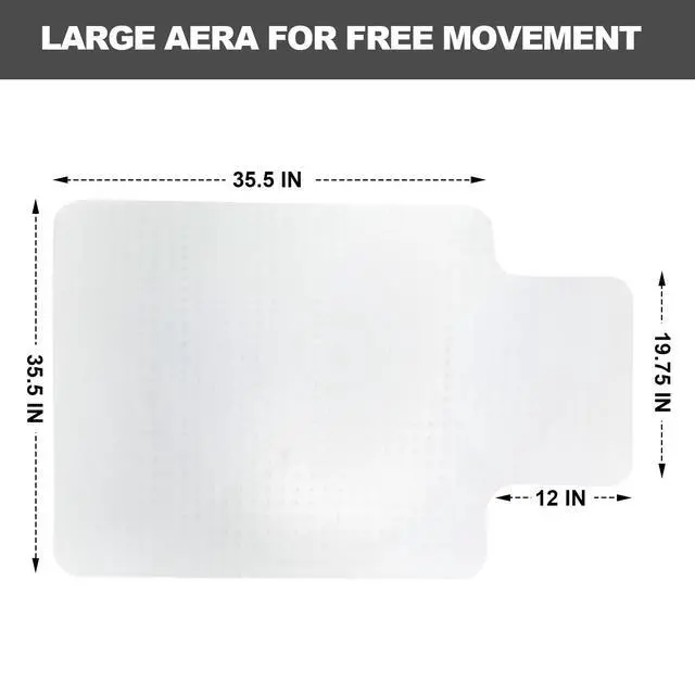 Alt view image 5 of 7 - Chair Mat for Carpet- Low Pile (1/4" Thick) Carpet Protector for Office Gaming Computer Desk Chair. Heavy Duty Desk Chair Mat for Carpeted Floors, Semi Transparent (with Lip)