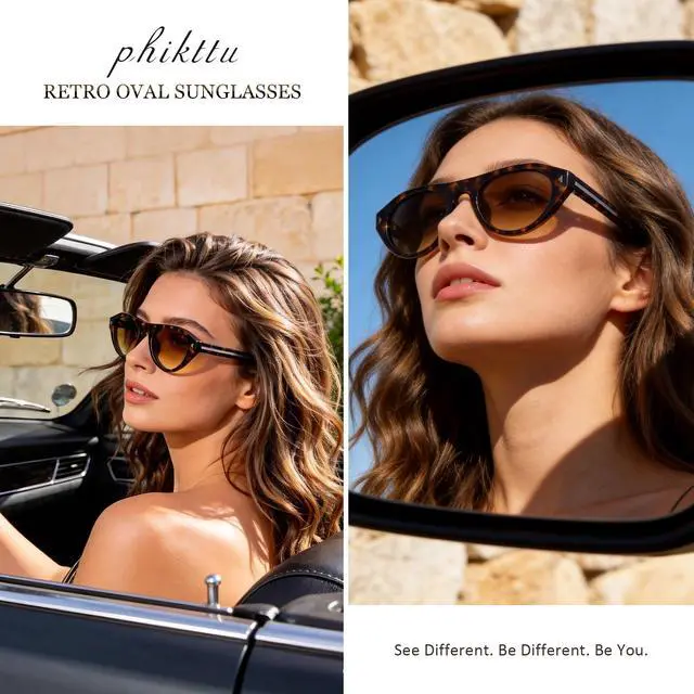 Alt view image 2 of 7 - Retro Oval Sunglasses for Women Men Small Narrow 90s Vintage Round Shades UV400 Lightweight Designer Cateye Glasses