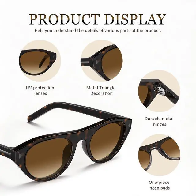 Alt view image 4 of 7 - Retro Oval Sunglasses for Women Men Small Narrow 90s Vintage Round Shades UV400 Lightweight Designer Cateye Glasses