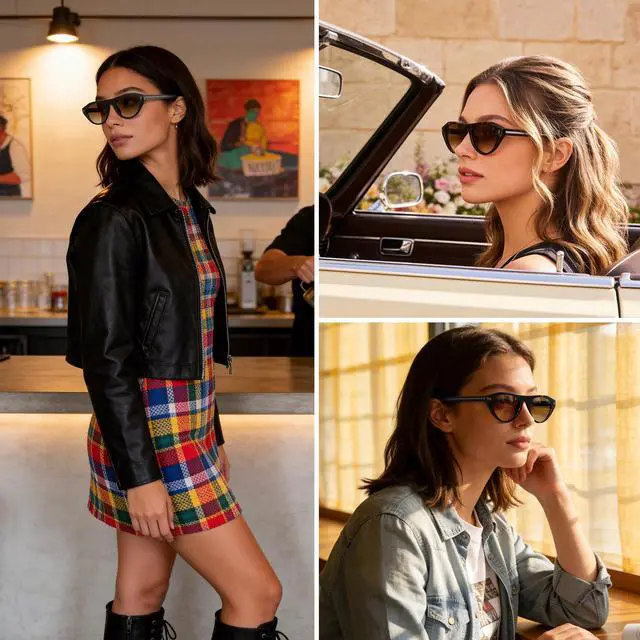 Alt view image 7 of 7 - Retro Oval Sunglasses for Women Men Small Narrow 90s Vintage Round Shades UV400 Lightweight Designer Cateye Glasses