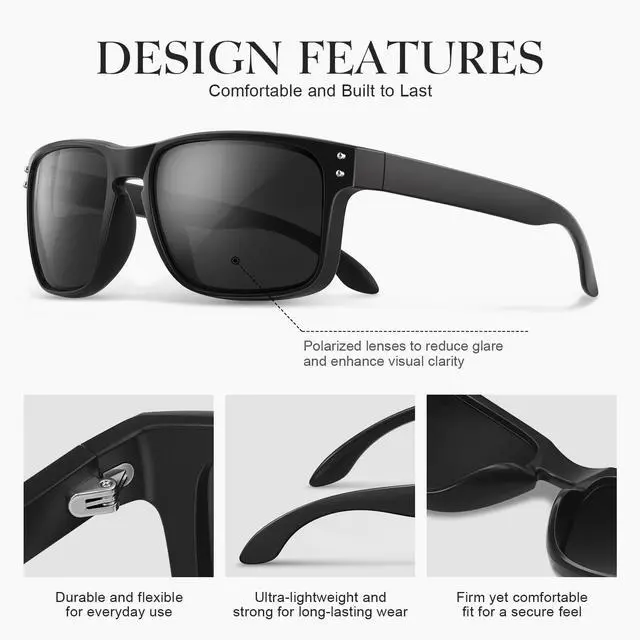 Alt view image 5 of 7 - Polarized Sunglasses for Men Women - Classic Sport Sun Glasses for Driving Running Cycling Fishing UV400 Protection