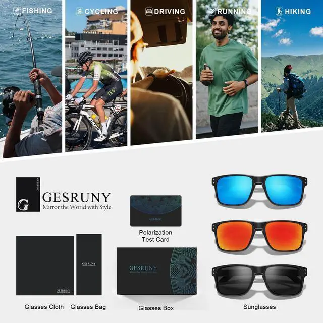 Alt view image 7 of 7 - Polarized Sunglasses for Men Women - Classic Sport Sun Glasses for Driving Running Cycling Fishing UV400 Protection