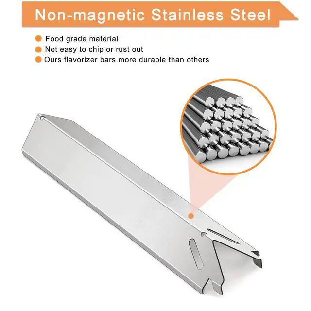 Alt view image 3 of 5 - Heat Plate Replacement for Brinkmann 810-4221-S, 810-6420-S Gas Grill Models, Heavy Duty Stainless Steel Burner Cover Flame Tamer, Heat Shield, Heat Tent Deflector, 14 7/8" x 3 1/8", 4-Pack