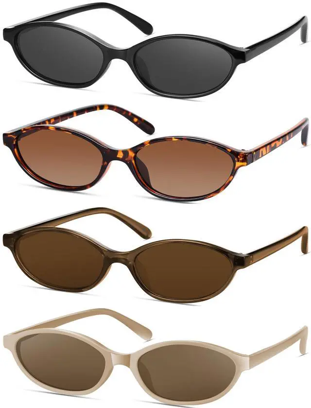 Main image of Retro Oval Cat Eye Sunglasses for Women Y2k Designer Trendy Narrow Shades UV protection Sun Glasses