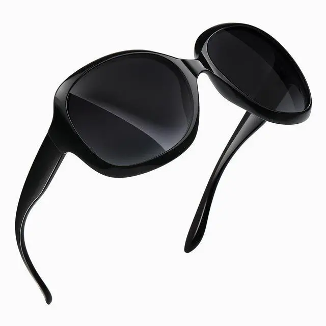 Main image of Oversized Black Polarized Sunglasses Womens Fashion Big Driving Sun Glasses Trendy Ladies Uv400 Protective Large Sunnies Shades 2026