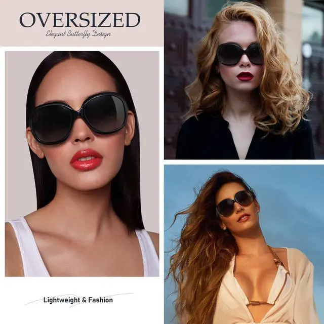 Alt view image 7 of 7 - Oversized Black Polarized Sunglasses Womens Fashion Big Driving Sun Glasses Trendy Ladies Uv400 Protective Large Sunnies Shades 2026