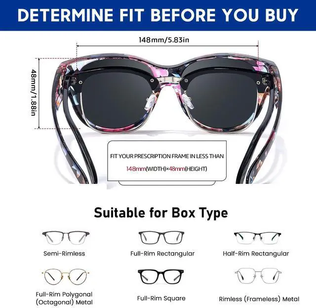 Alt view image 3 of 6 - Polarized Over Glasses Sunglasses for Women Sunglasses that Fit Over Glasses UV400 Protection for Outdoor Driving