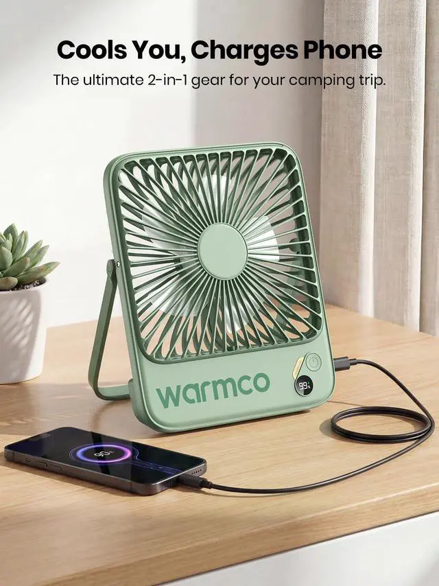 Alt view image 5 of 7 - 10000mAh Portable Travel Fan 7-inch, Up to 24H Runtime, Ultra-thin Quiet Rechargeable Battery Operated Desk Fan with Digital Display for Camping, Office, Bedroom, Cruise Essentials