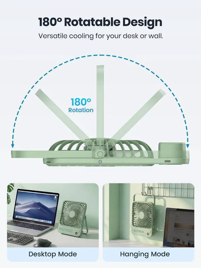 Alt view image 7 of 7 - 10000mAh Portable Travel Fan 7-inch, Up to 24H Runtime, Ultra-thin Quiet Rechargeable Battery Operated Desk Fan with Digital Display for Camping, Office, Bedroom, Cruise Essentials