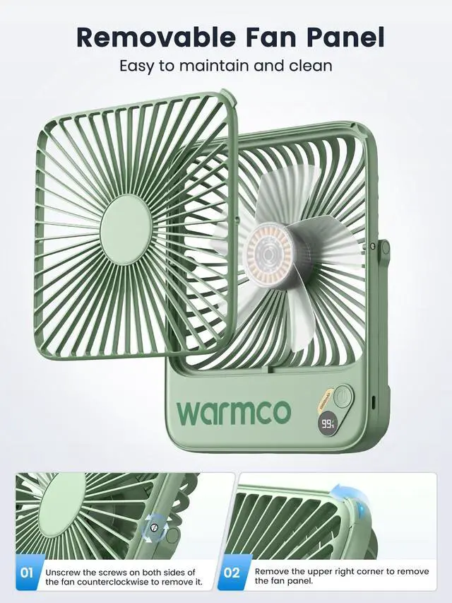 Alt view image 6 of 7 - 10000mAh Portable Travel Fan 7-inch, Up to 24H Runtime, Ultra-thin Quiet Rechargeable Battery Operated Desk Fan with Digital Display for Camping, Office, Bedroom, Cruise Essentials